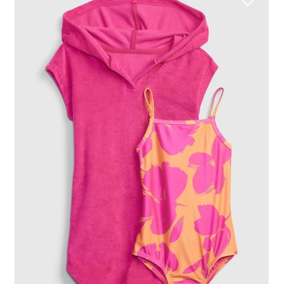 NWT Gap Gapkids Toddler Recycled Swim One-Piece & Towel Terry Cover-Up Set (3T) - Picture 1 of 13